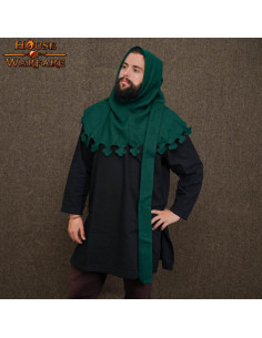 Medieval woolen hood with Liripipe tail in green... 2