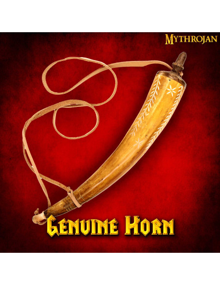 Hand-carved horn powder box and...