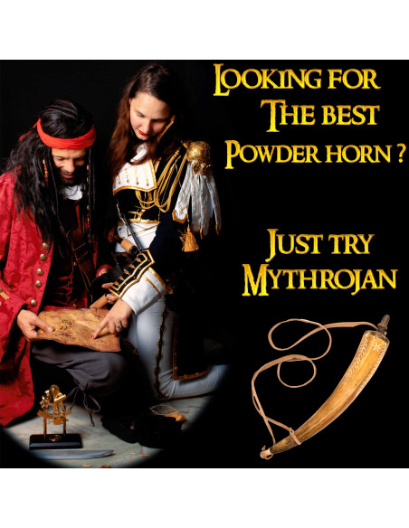 Hand-carved horn powder box and...