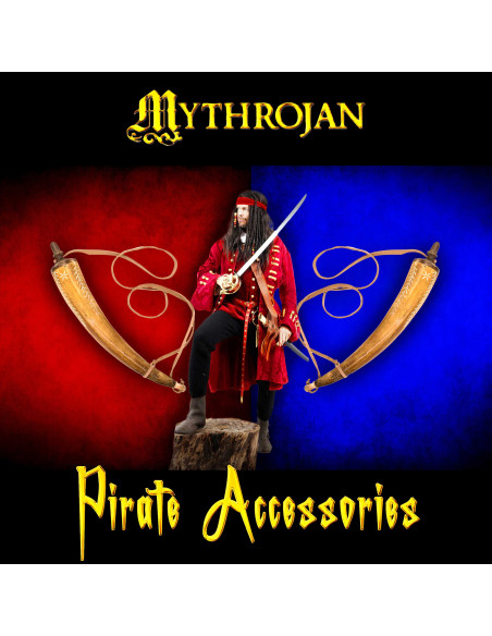 Hand-carved horn powder box and...