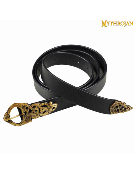 Viking leather belt Midgard Serpent,...