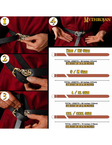 Viking leather belt Midgard Serpent,...