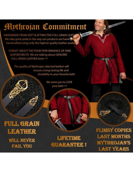 Viking leather belt Midgard Serpent,...