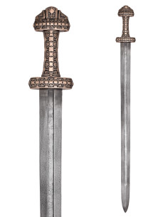 Viking sword Eigg island, bronze hilt and Damascus steel...