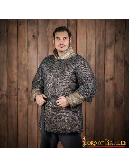 Medieval chain mail with riveted...