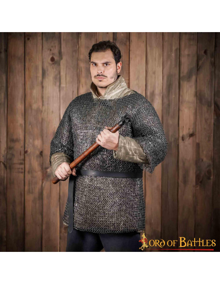 Medieval chain mail with riveted...