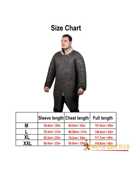 Long medieval chain mail with riveted...