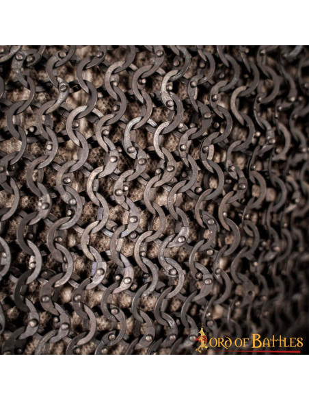 Long medieval chain mail with riveted...