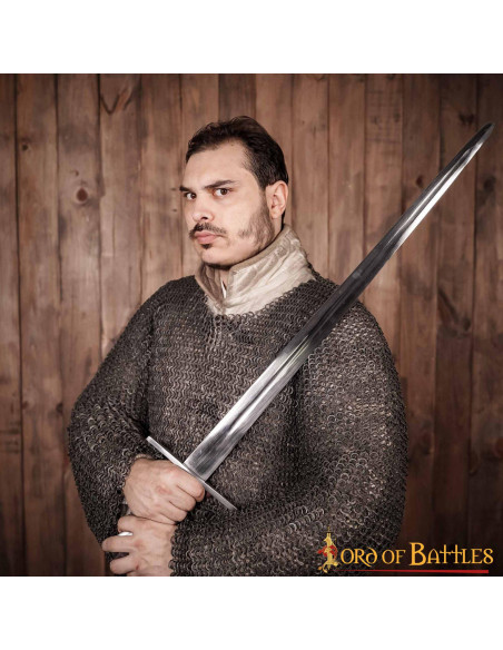 Long medieval chain mail with riveted...