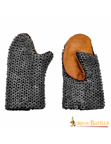 Padded chainmail gauntlets with round...