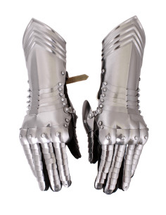 Medieval steel gauntlets, pair