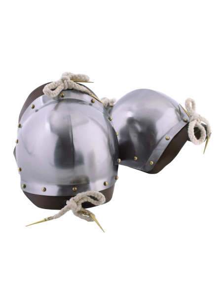 Medieval knee pads in steel, pair