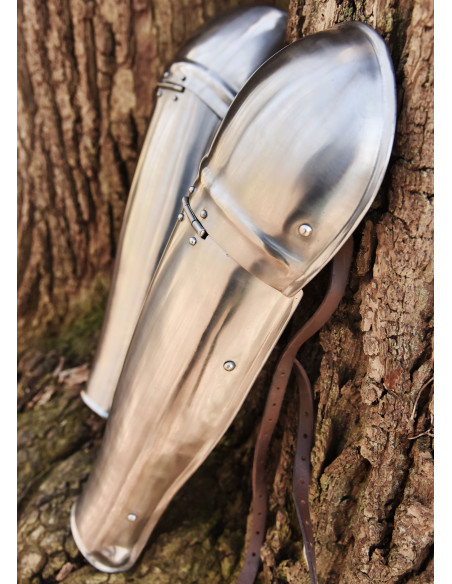 Medieval greaves with articulated...