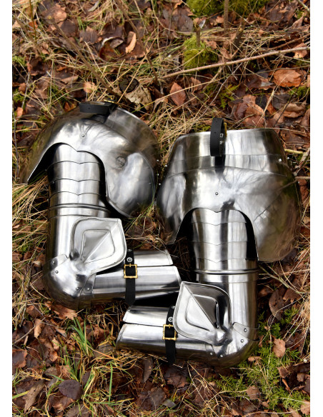 Medieval armor arm and steel pauldrons