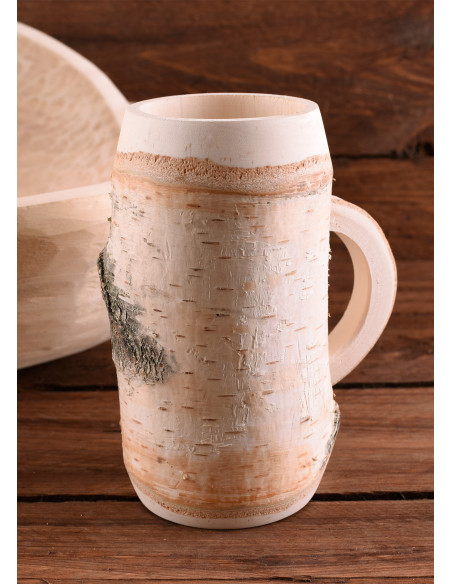 Medieval beer mug in birch wood (0.5L)