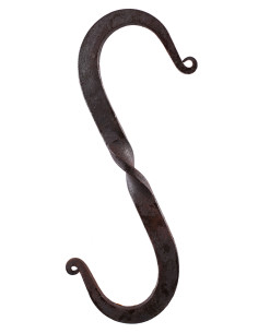 Medieval S-hook, twisted, hand forged