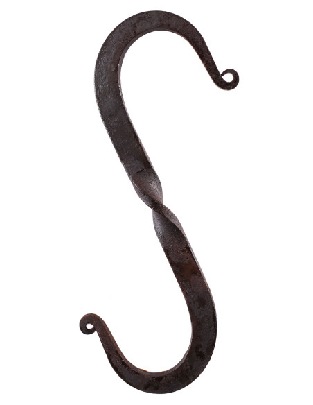Medieval S-hook, twisted, hand forged