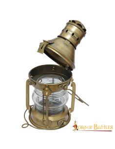 Medieval brass oil lamp (15.7x33 cm.)