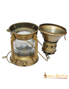 Medieval brass oil lamp (15.7x33 cm.) 2