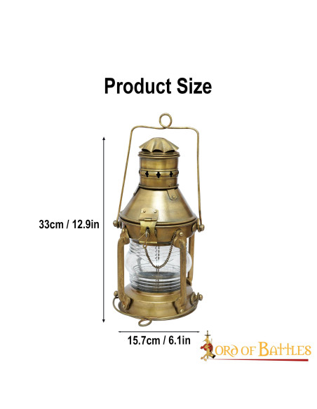 Medieval brass oil lamp (15.7x33 cm.)