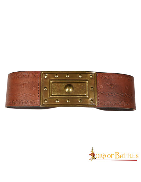 Medieval warrior belt in embossed...