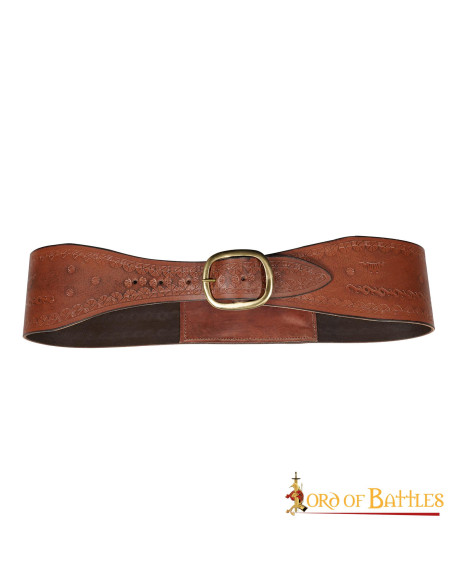 Medieval warrior belt in embossed...