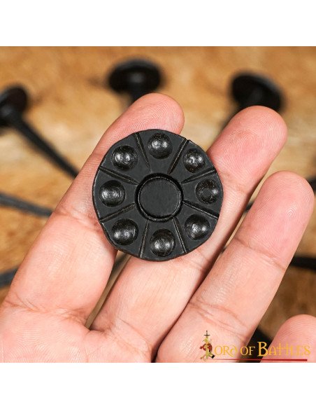 Medieval nail, round head, forged by...