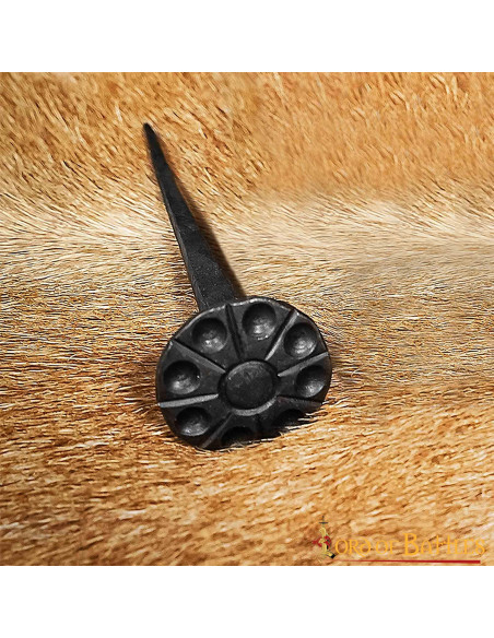 Medieval nail, round head, forged by...