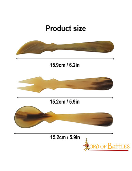 Set of 3 medieval horn cutlery (15-16...