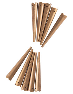 Set of 10 bright brass zigzag aiglets or struts (3.6 cm.)