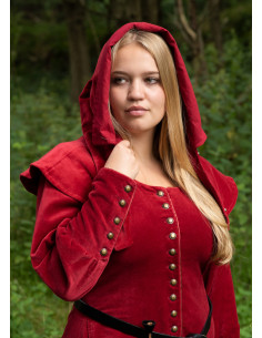 Medieval hood-gugel Mirella in red velvet