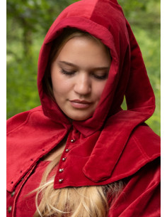 Medieval hood-gugel Mirella in red velvet 2
