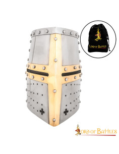 Crusader helmet with brass cross