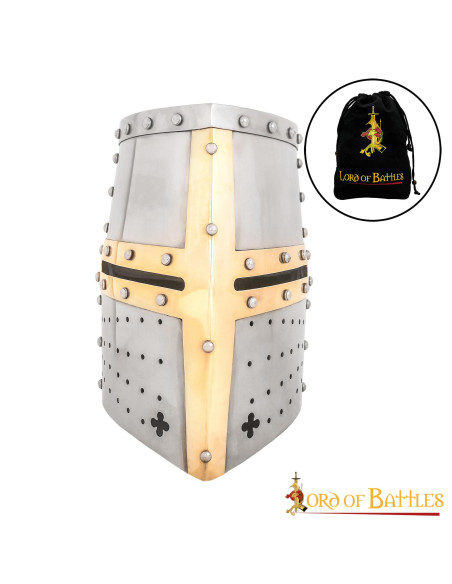 Crusader helmet with brass cross Crusader helmet with brass cross