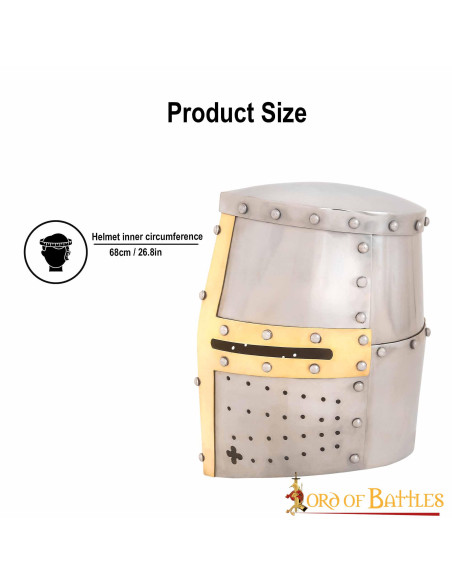 Crusader helmet with brass cross Crusader helmet with brass cross