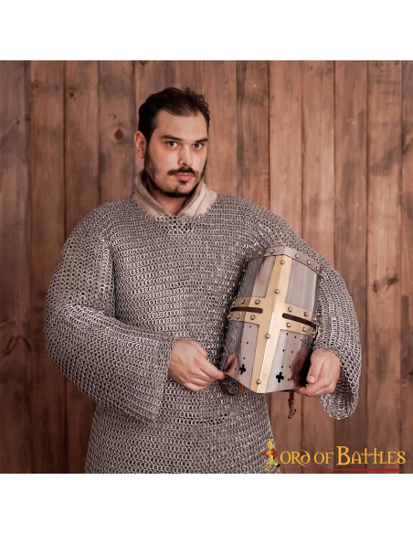 Crusader helmet with brass cross Crusader helmet with brass cross