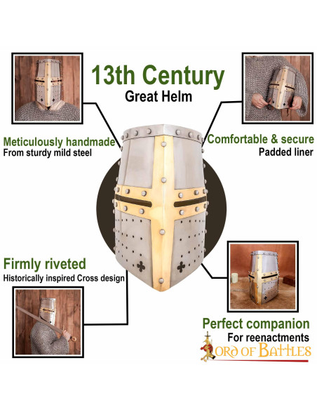 Crusader helmet with brass cross Crusader helmet with brass cross