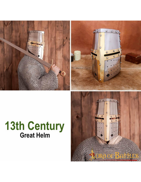 Crusader helmet with brass cross Crusader helmet with brass cross