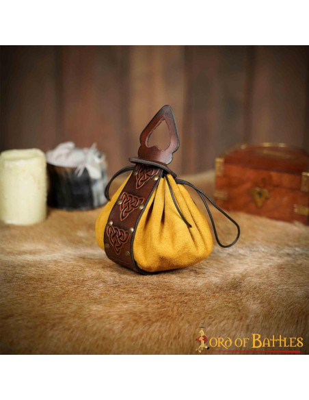 Celtic leather beg bag - brown and...