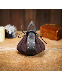 Celtic leather beg bag - brown and black