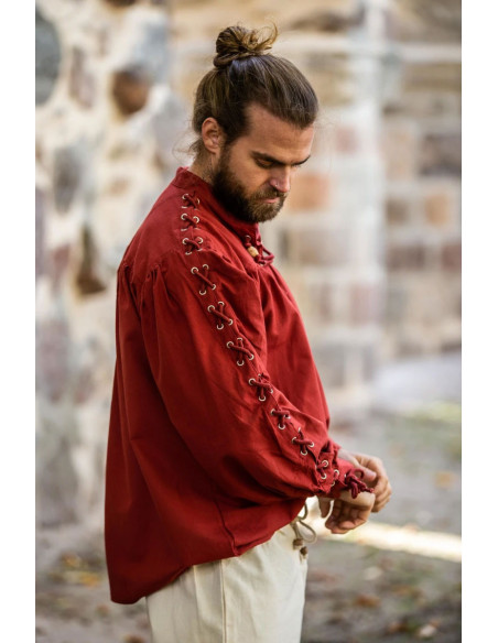 Medieval shirt Adrian with laces, red... Medieval shirt Adrian with laces, red...
