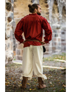 Medieval shirt Adrian with laces, red color 2