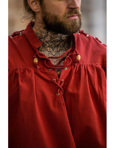 Medieval shirt Adrian with laces, red... Medieval shirt Adrian with laces, red...