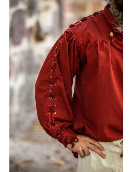 Medieval shirt Adrian with laces, red... Medieval shirt Adrian with laces, red...