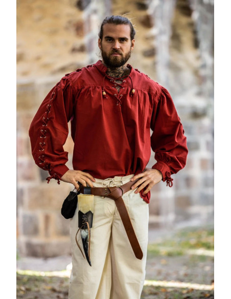 Medieval shirt Adrian with laces, red... Medieval shirt Adrian with laces, red...