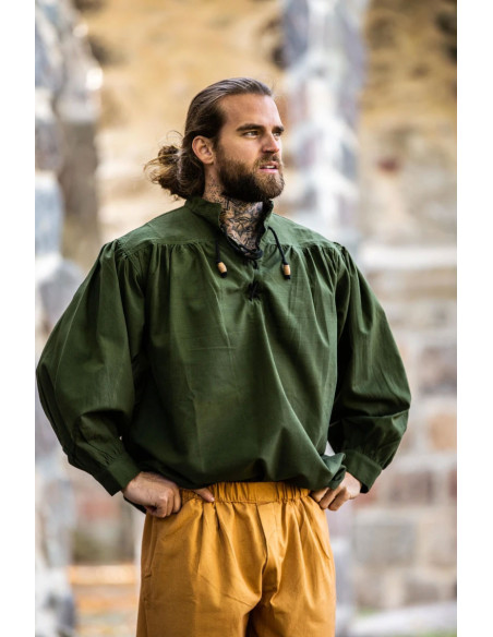 Green medieval shirt with ties