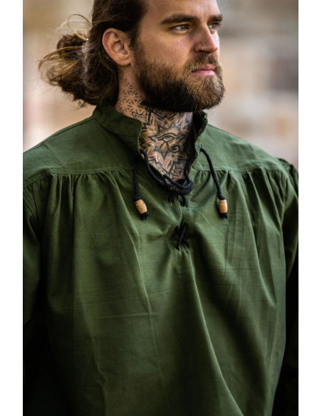 Green medieval shirt with ties