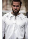 Medieval shirt with Athos model collar, white color