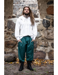Medieval shirt with Athos model collar, white color 2