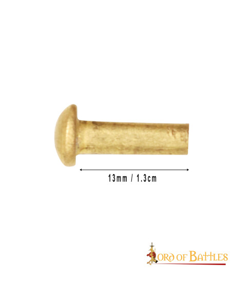 Set of 25 mushroom head brass rivets,...